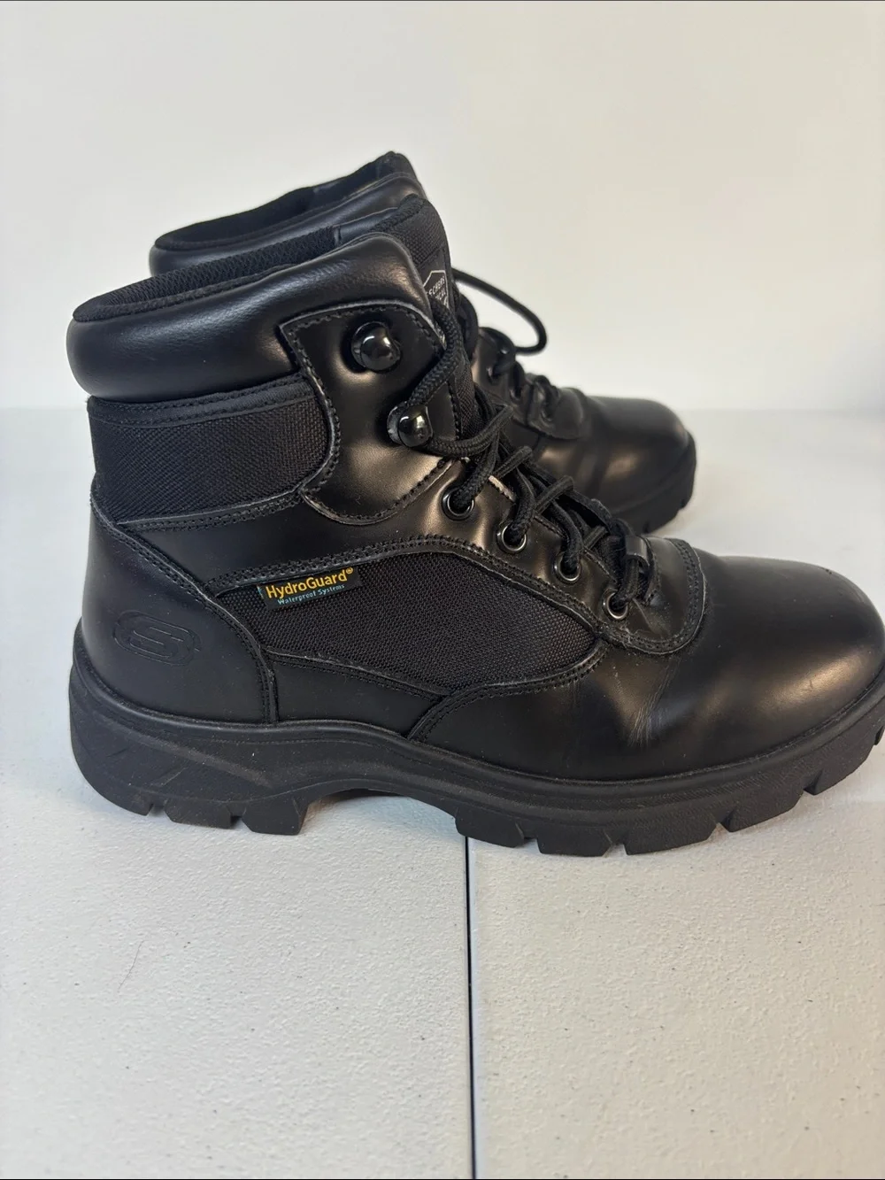Skechers Men’s Black HydroGuard Lace-Up Tactical Boots